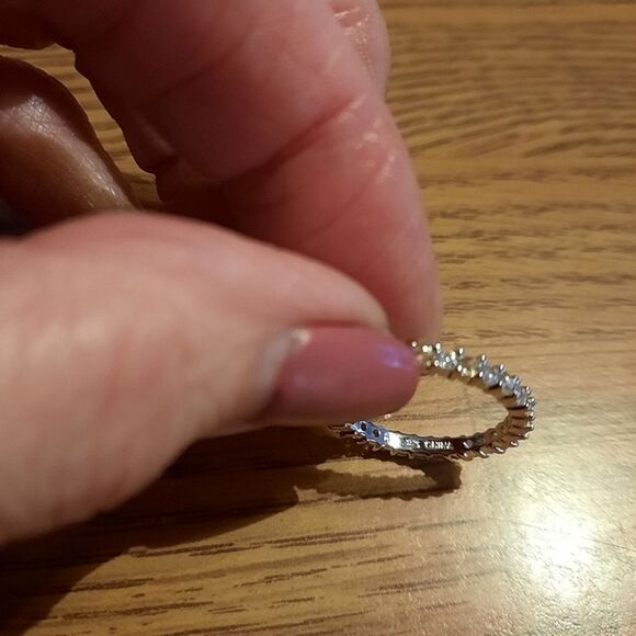 STERLING SILVER, Simulated Diamonds, and Citrine Eternity Ring SWEET AND SPARKLY - Picture 2 of 4